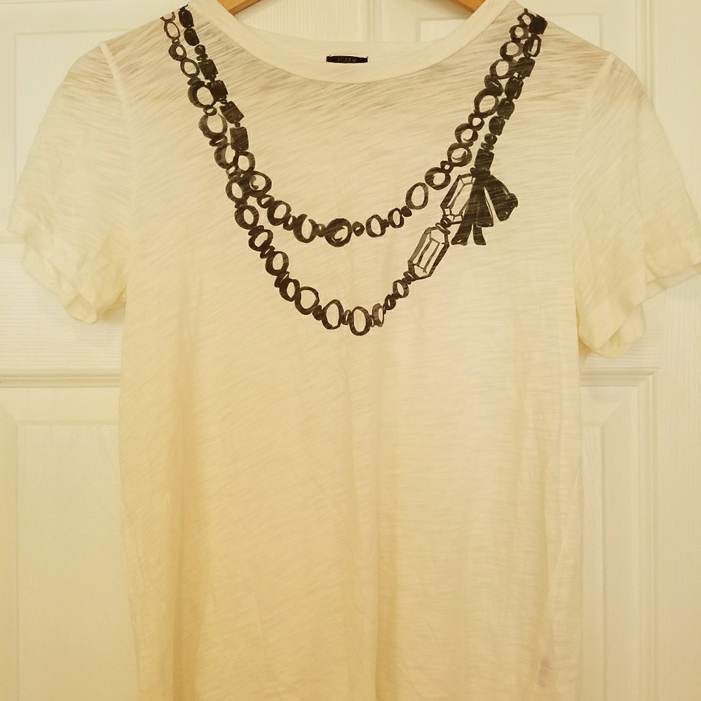 J.Crew cream jeweled t-shirt